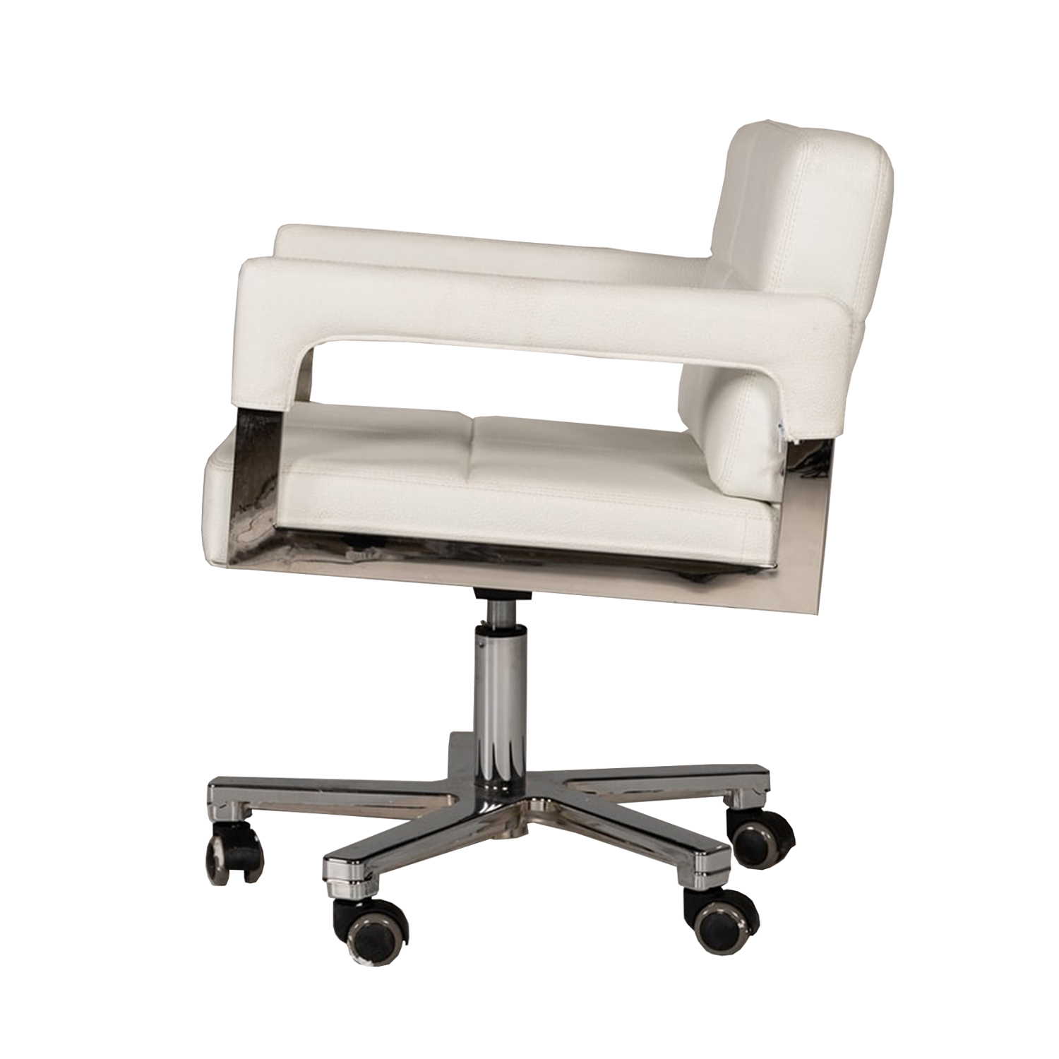 29" White Bonded Leather and Steel Office Chair