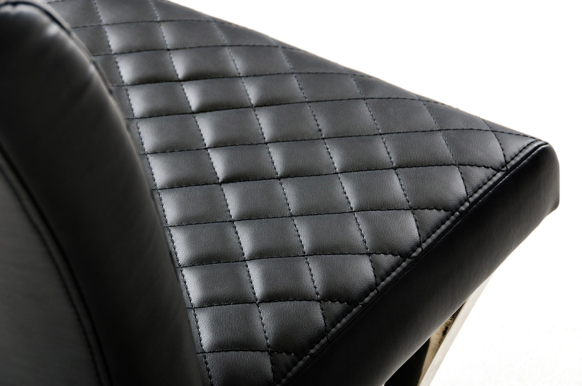 36" Black Leatherette and Stainless Steel Dining Chair