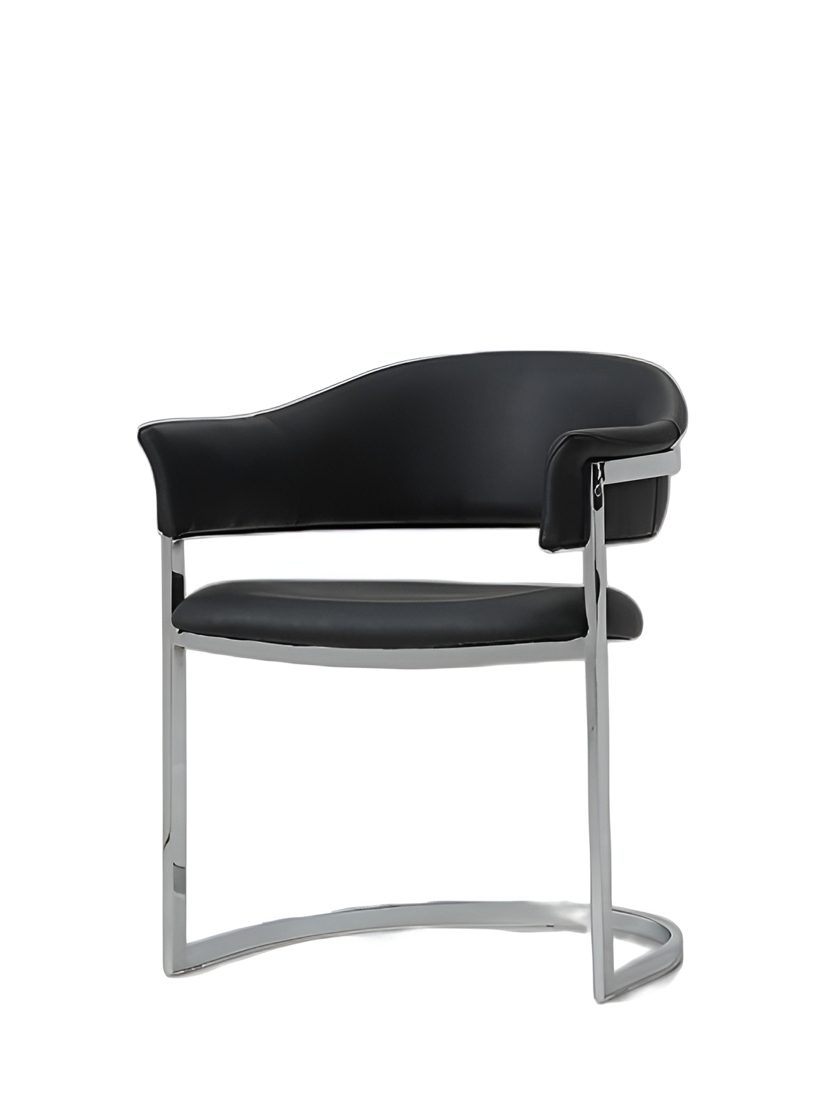 30" Black Leatherette And Stainless Steel Dining Chair-284242-1