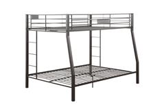 Sandy Black Metal Finish Twin over Full Bunk Bed with Builtin Side Laddders