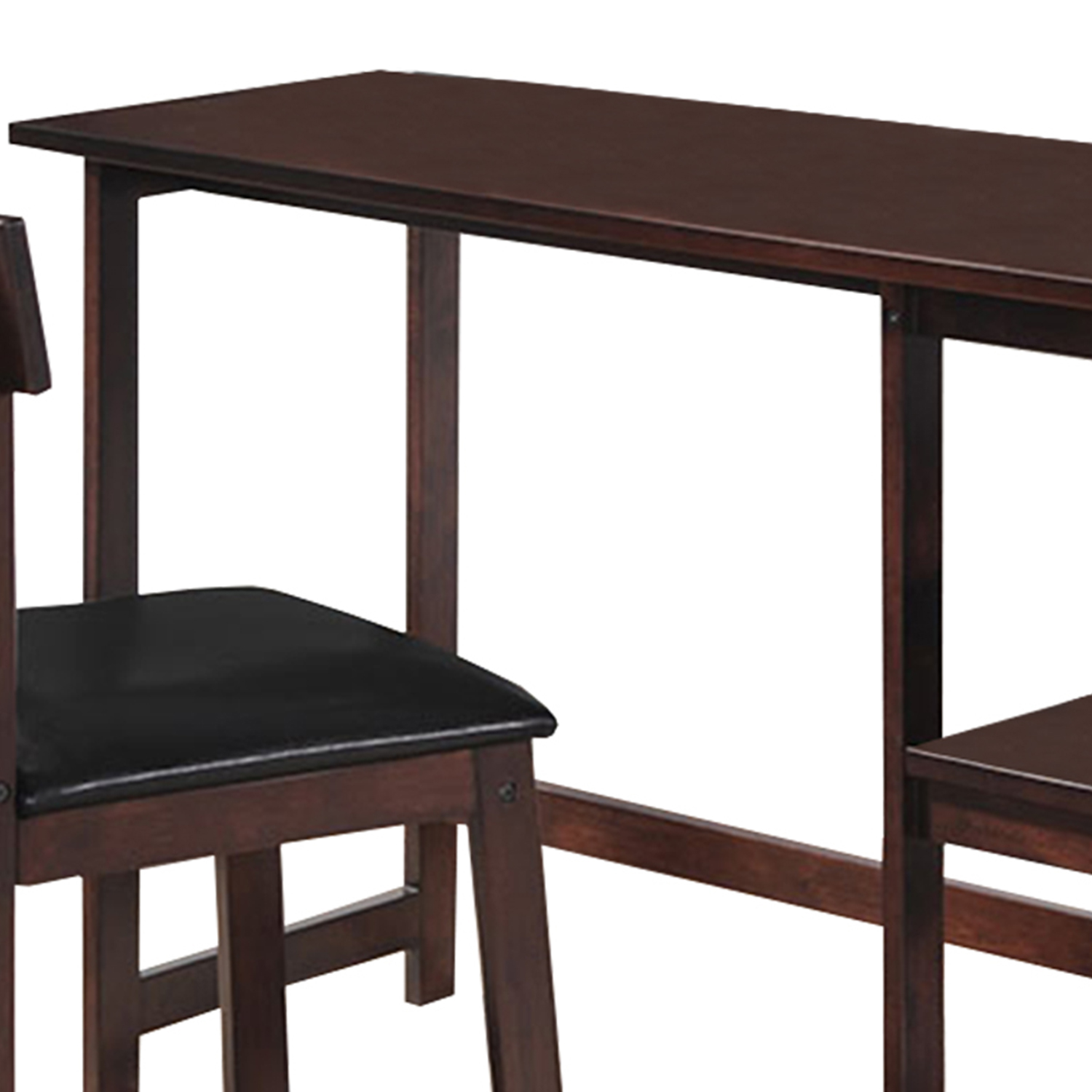 19" X 47" X 39" 2Pc Black Pu And Espresso Pack Desk And Chair