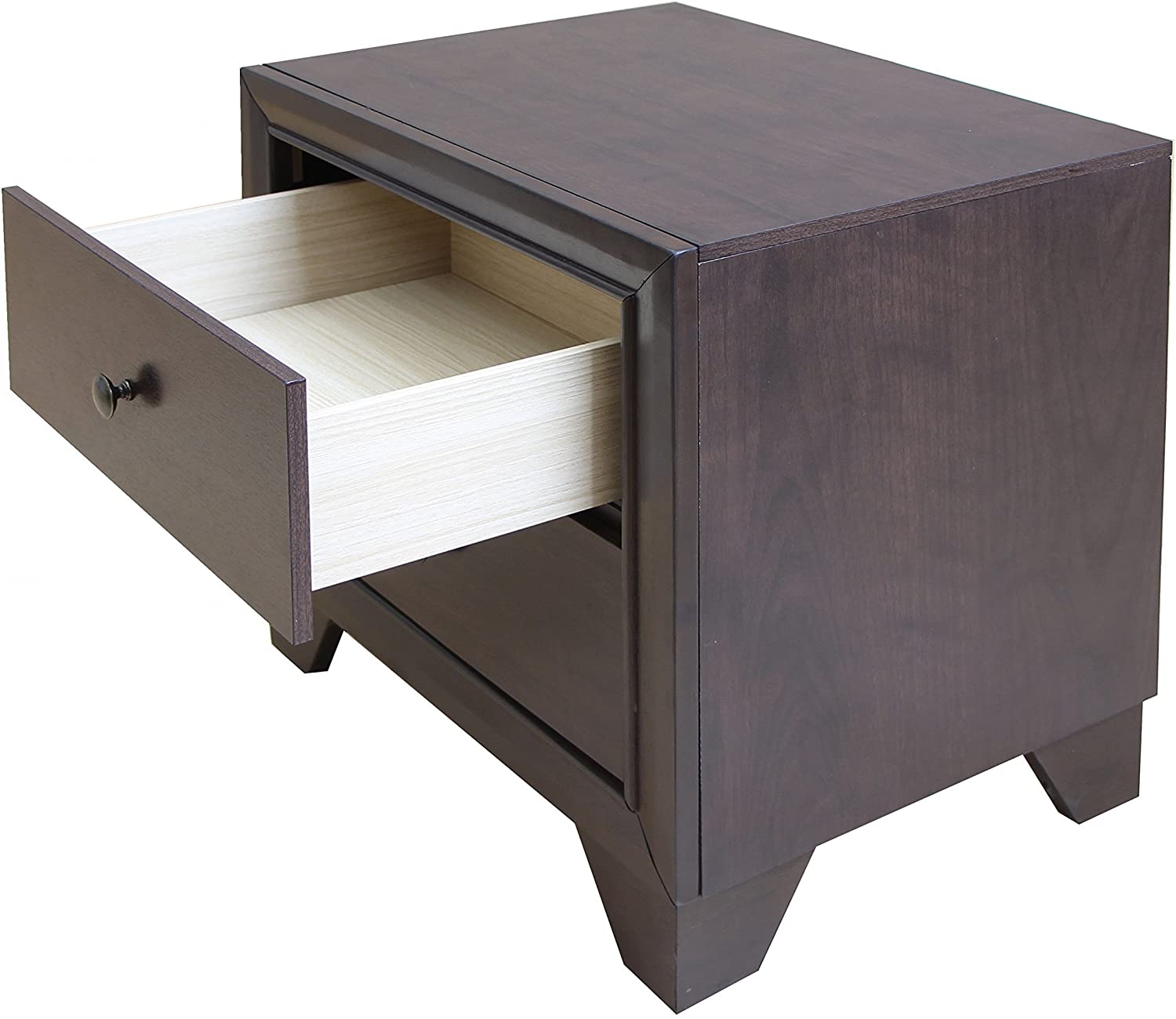 22" X 16" X 22" Espresso Rubber Wood Nightstand