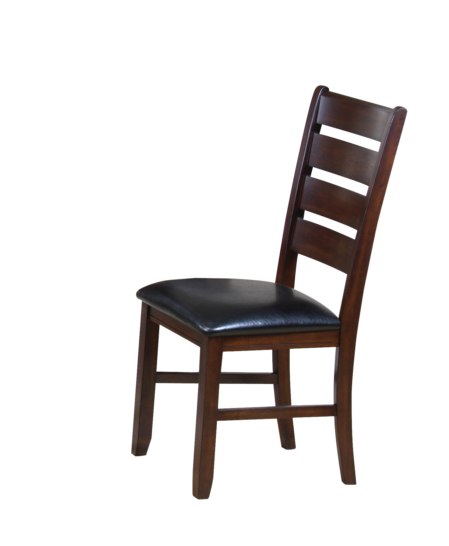 Set Of 2 Dark Wood Black Faux Leather Dining Or Side Chairs