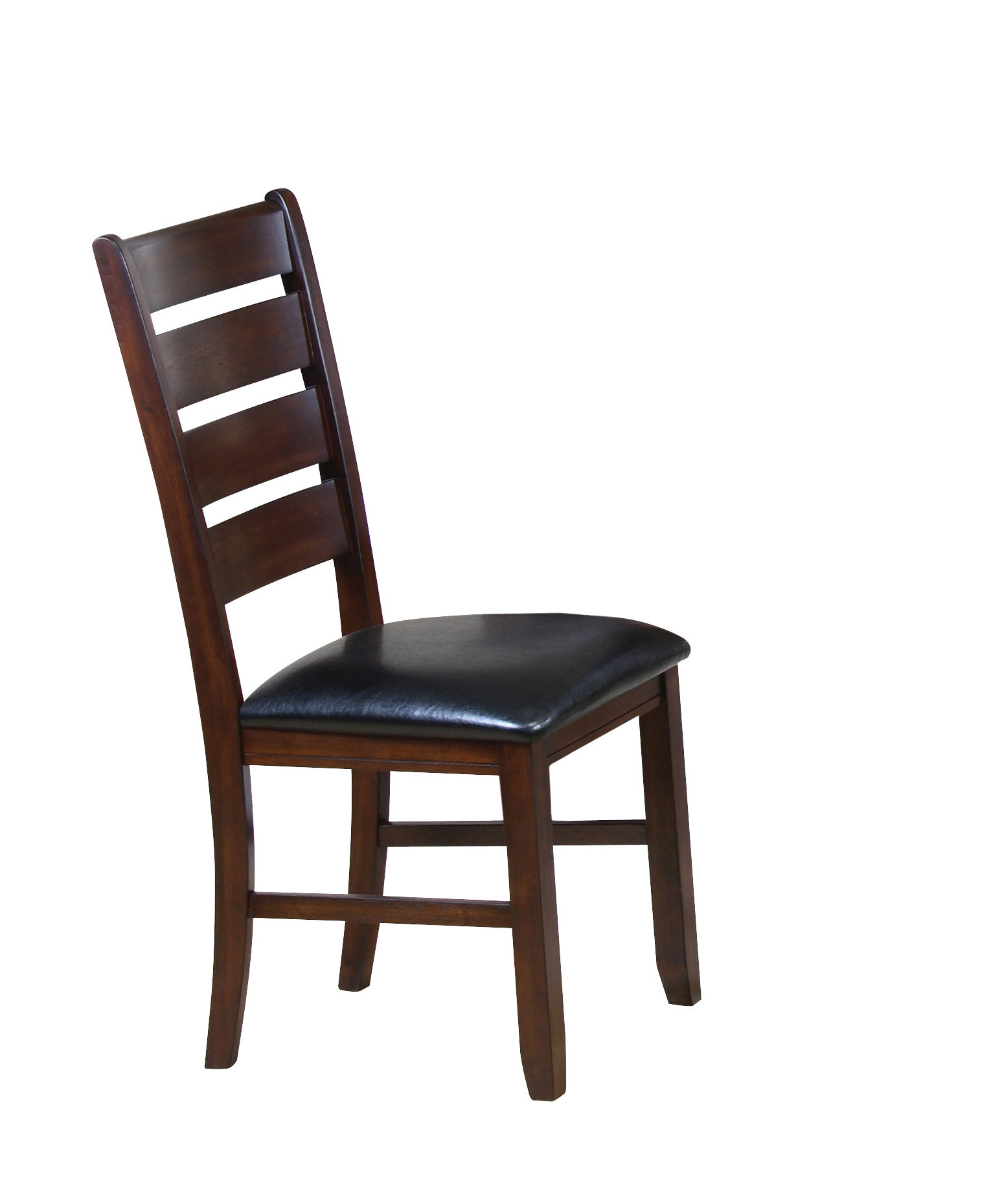 Set Of 2 Dark Wood Black Faux Leather Dining Or Side Chairs