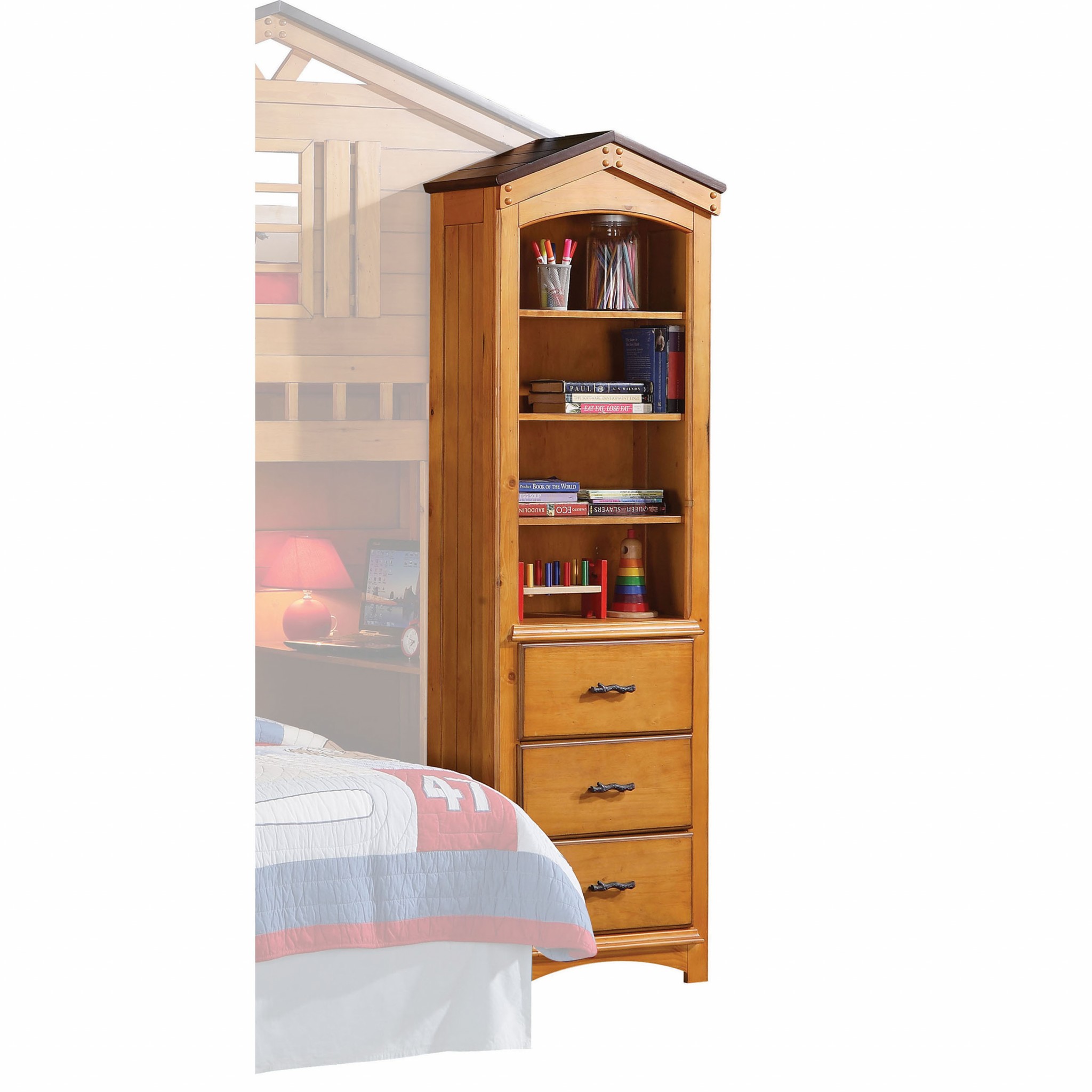 24" X 14" X 78" Rustic Oak Bookcase Cabinet