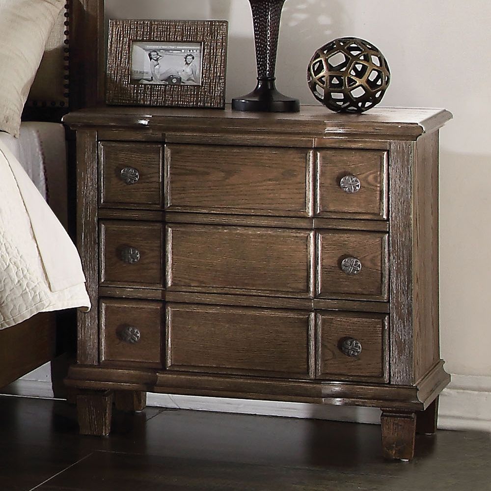 27" X 18" X 26" Weathered Oak Wooden Nightstand