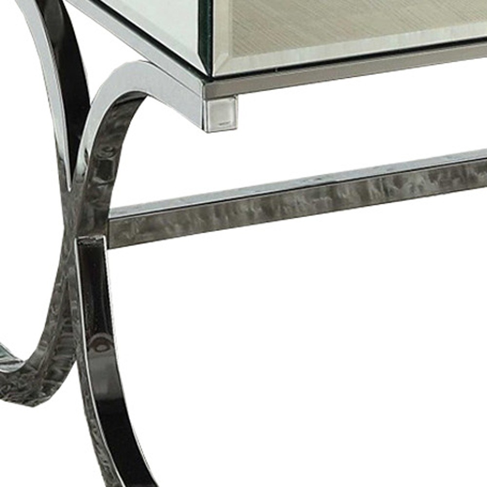 42" X 21" X 19" Mirrored Top And Chrome Coffee Table