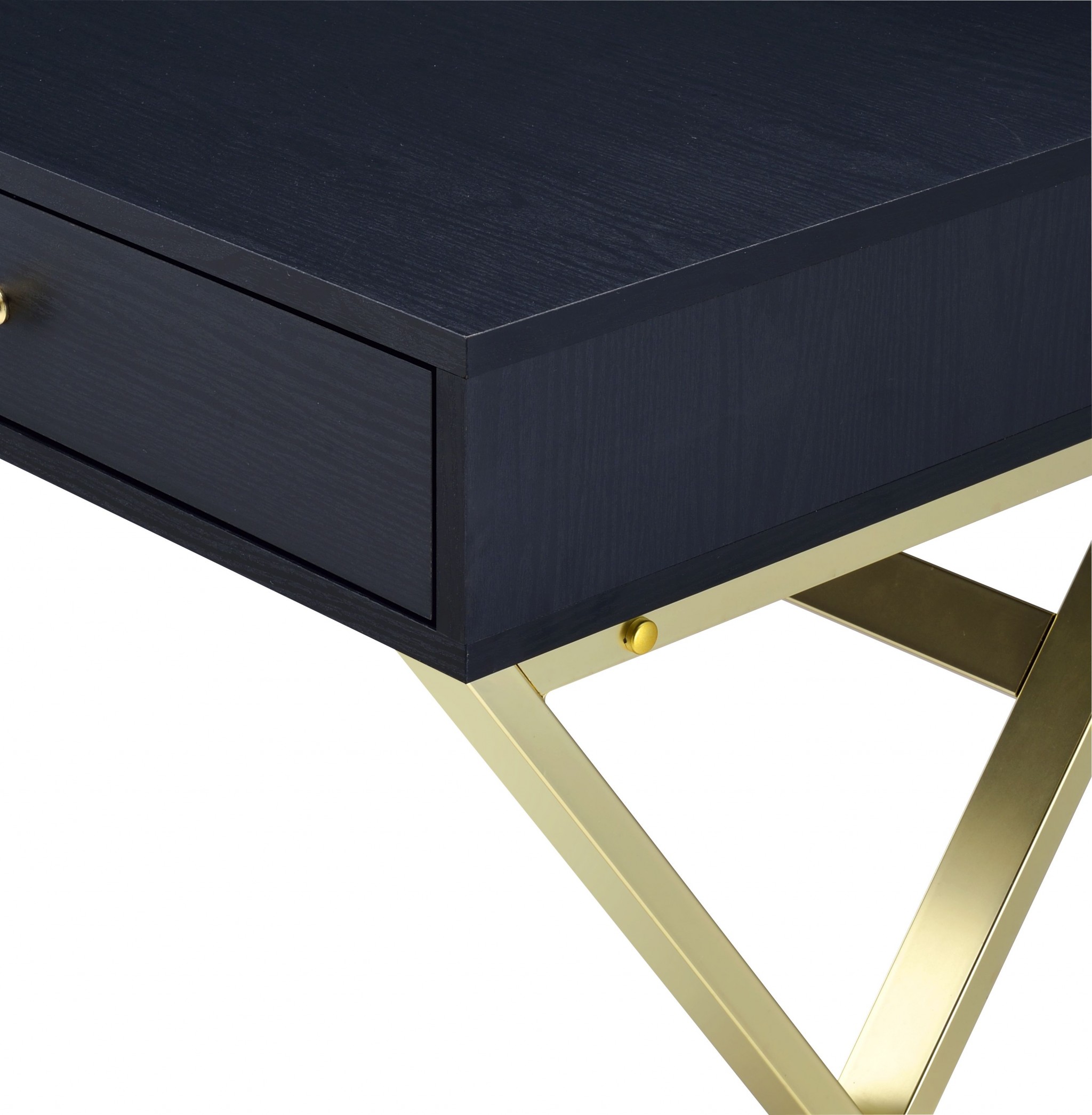 42" X 19" X 31" Black And Brass Particle Board Desk