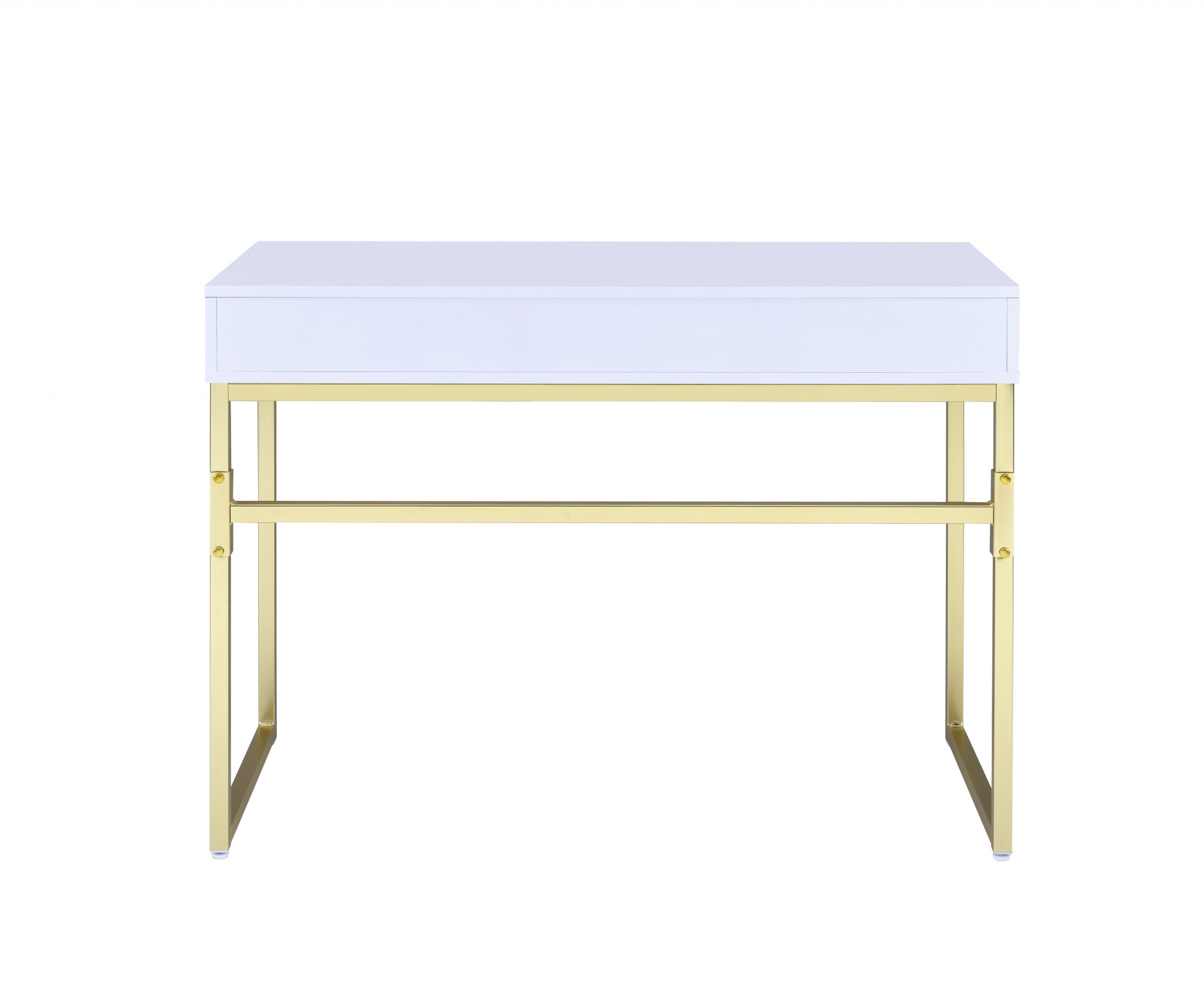 42" X 19" X 31" White And Brass Particle Board Desk