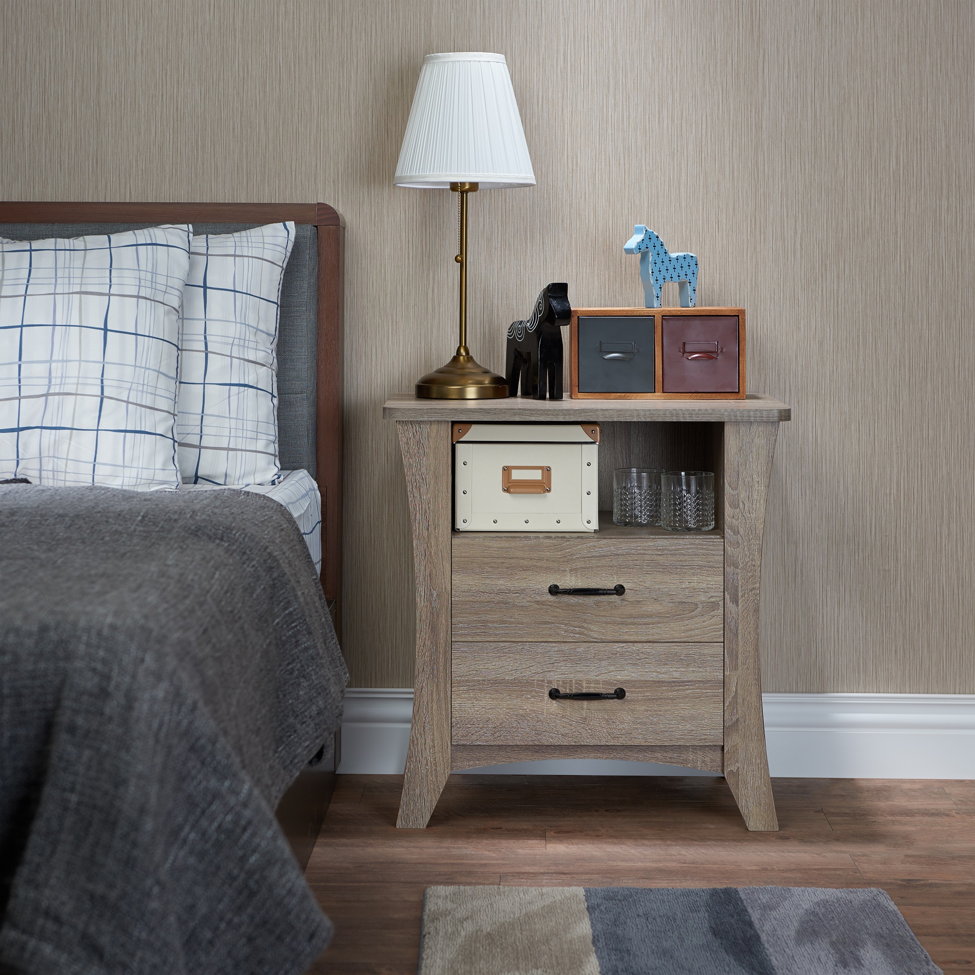 24" X 16" X 24" Rustic Natural Particle Board Nightstand