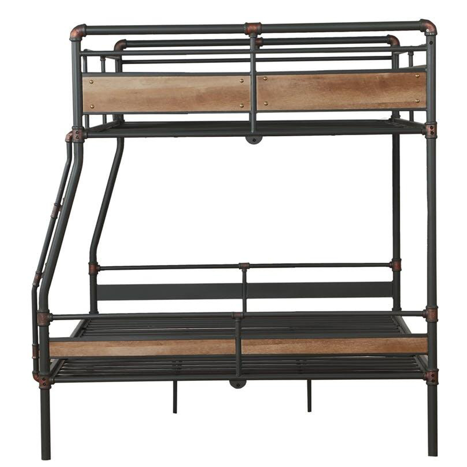 83" X 65" X 68" Sandy Black Dark Bronze HandBrushed Full Xl Over Queen Bunk Bed