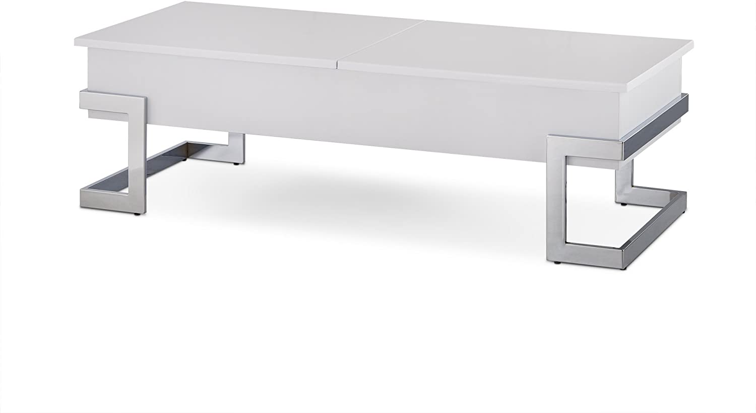 47" White And Silver Rectangular Lift Top Coffee Table-286268-1