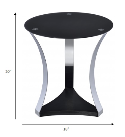 18" X 18" X 20" Black Glass & Chrome End Table