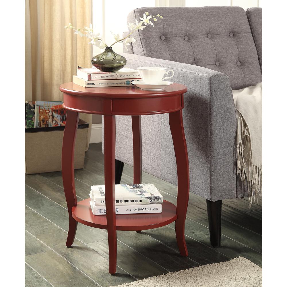 18" X 18" X 24" Red Solid Wood Leg Side Table