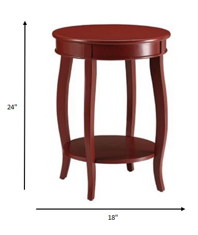 18" X 18" X 24" Red Solid Wood Leg Side Table