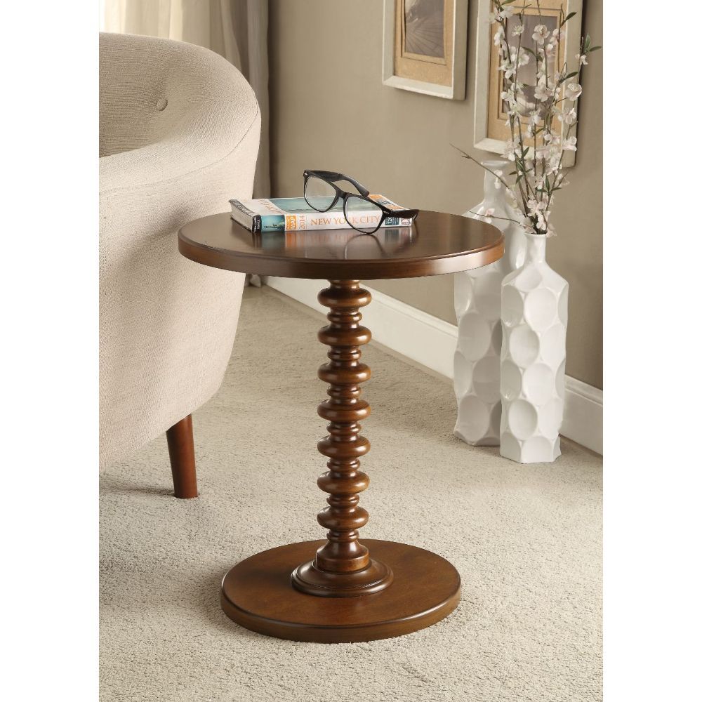 17" X 17" X 22" Walnut Wood Finish Side Table