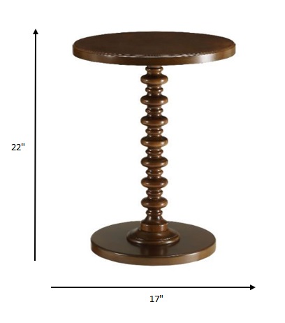 17" X 17" X 22" Walnut Wood Finish Side Table