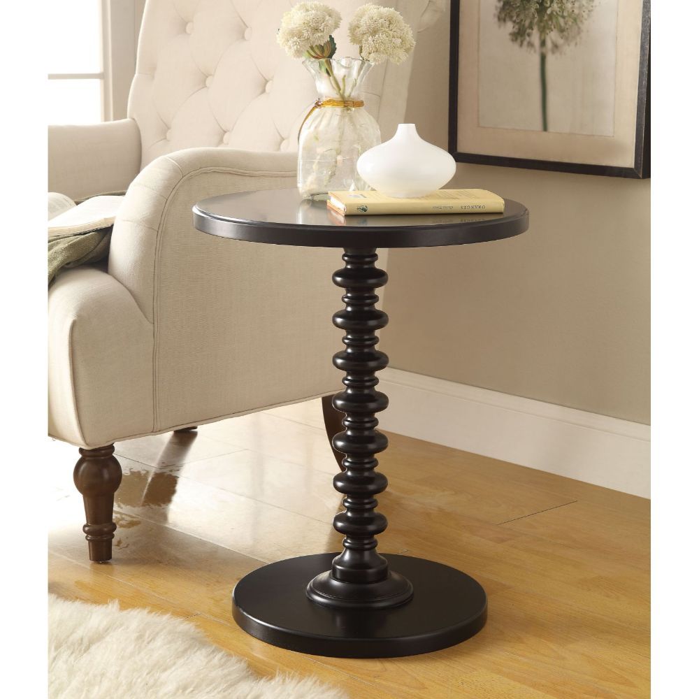 17" X 17" X 22" Black Solid Wood Leg Side Table