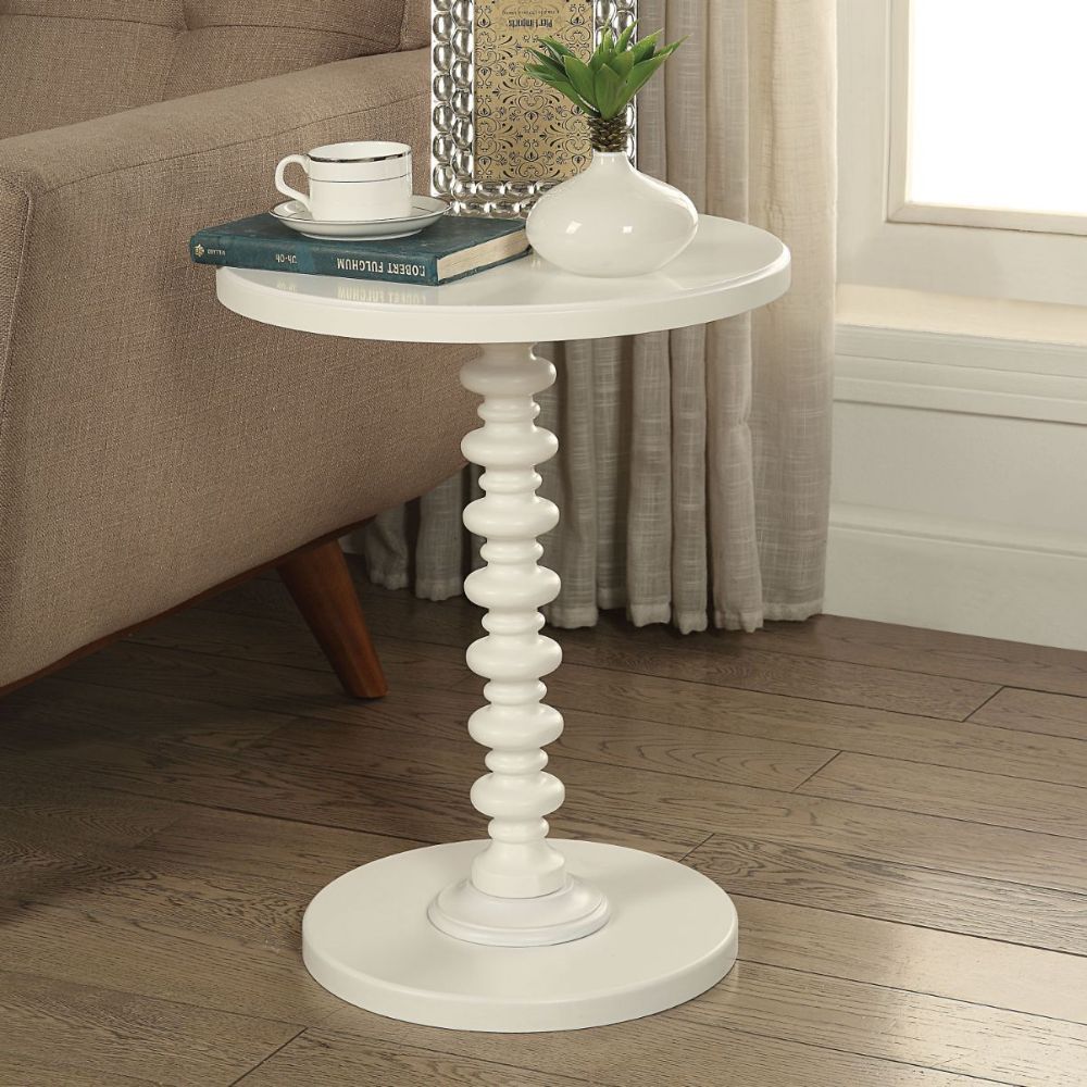 17" X 17" X 22" White Solid Wood Leg Side Table