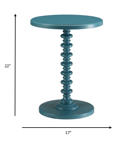 17" X 17" X 22" Teal Solid Wood Leg Side Table