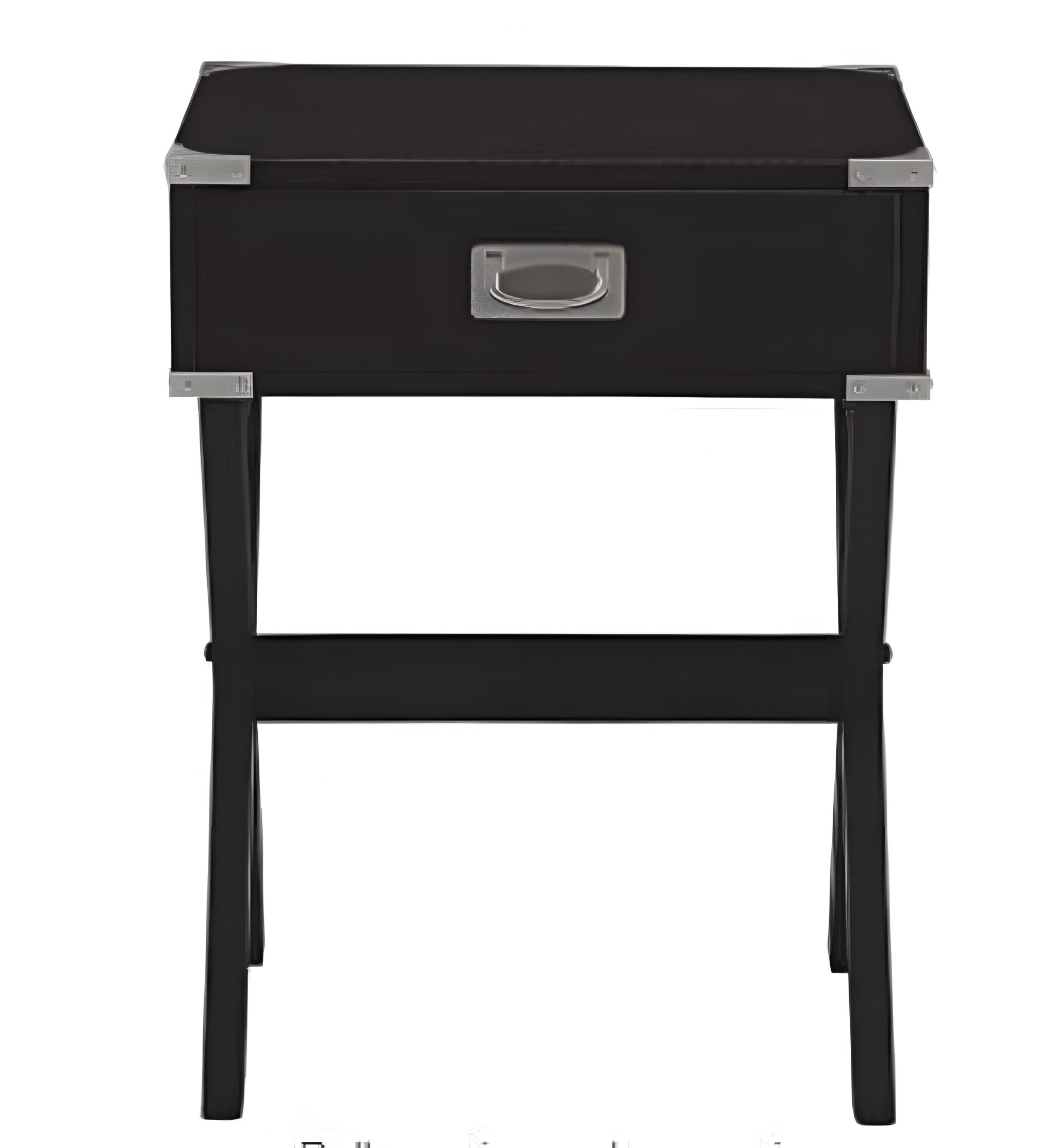24" Black Wood Cross Legs End Table With Drawer-286307-1
