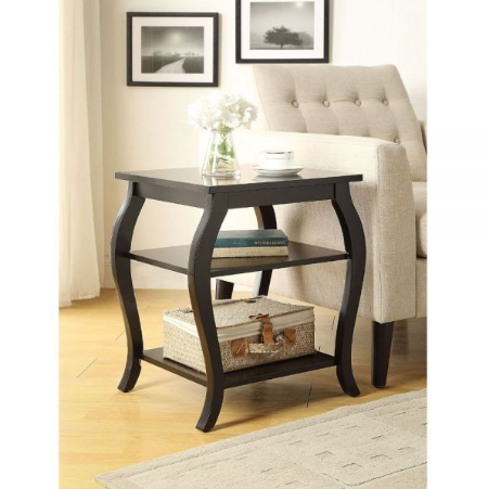 20" X 18" X 23" Black Solid Wood Leg End Table