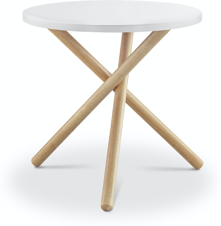White and Natural Trio End or Side Table