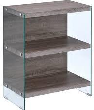 24" X 12" X 30" Clear Glass And Gray Oak Bookcase