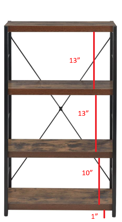 23.62" X 11.02" X 42.51" Weathered Oak Bookcase