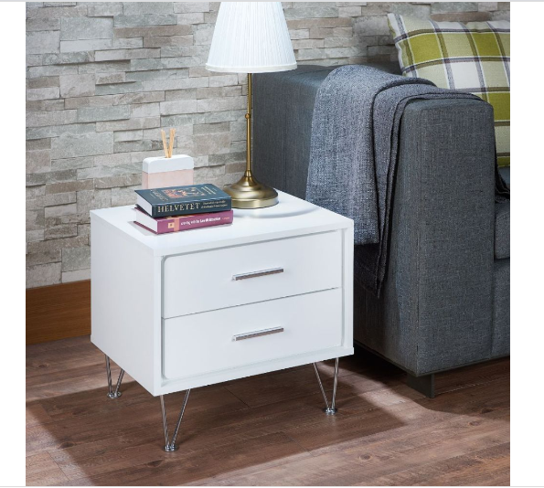 19.69" X 15.75" X 17.93" White Particle Board Nightstand