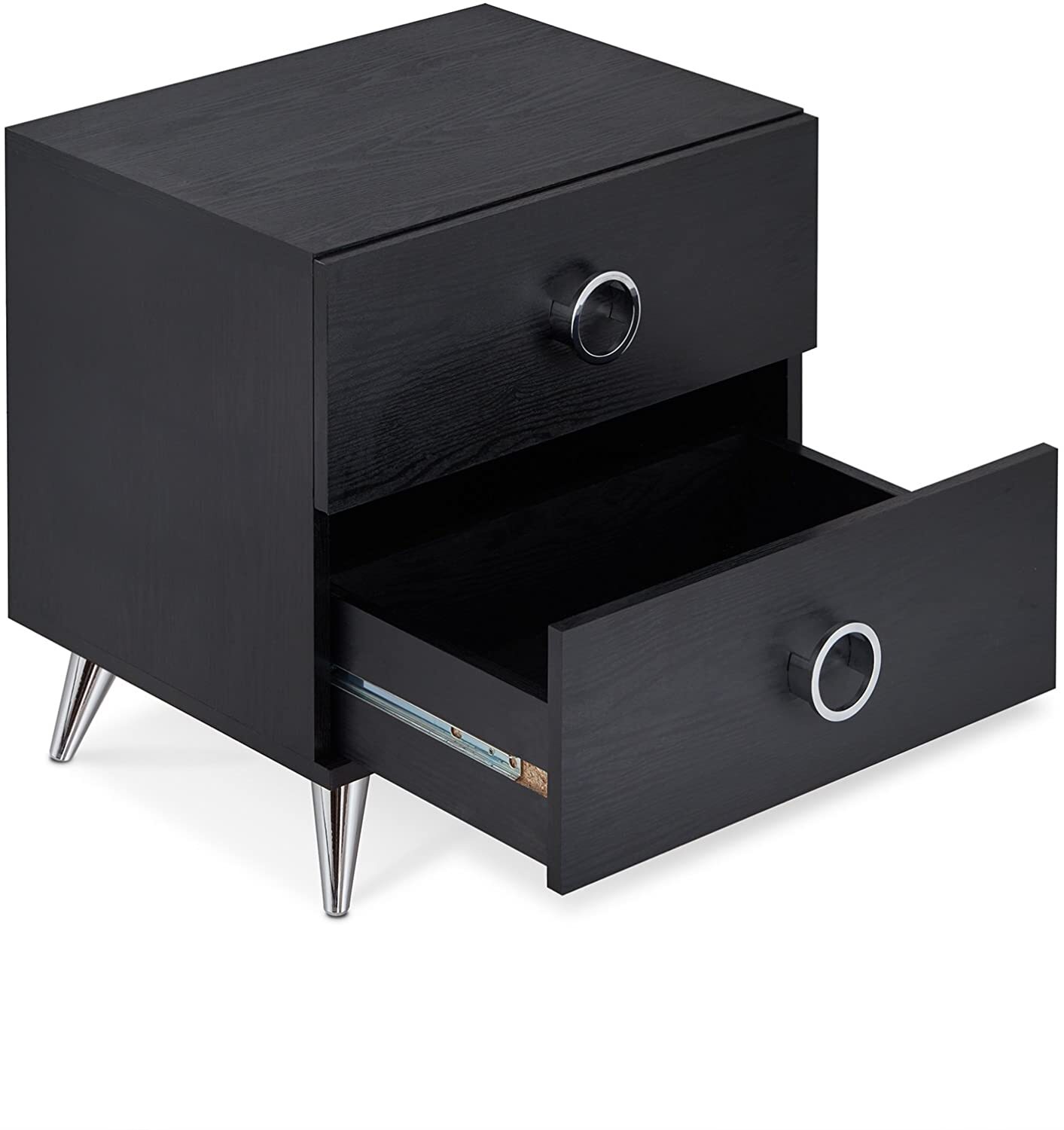 19.69" X 16.61" X 19.76" Black Particle Board Nightstand
