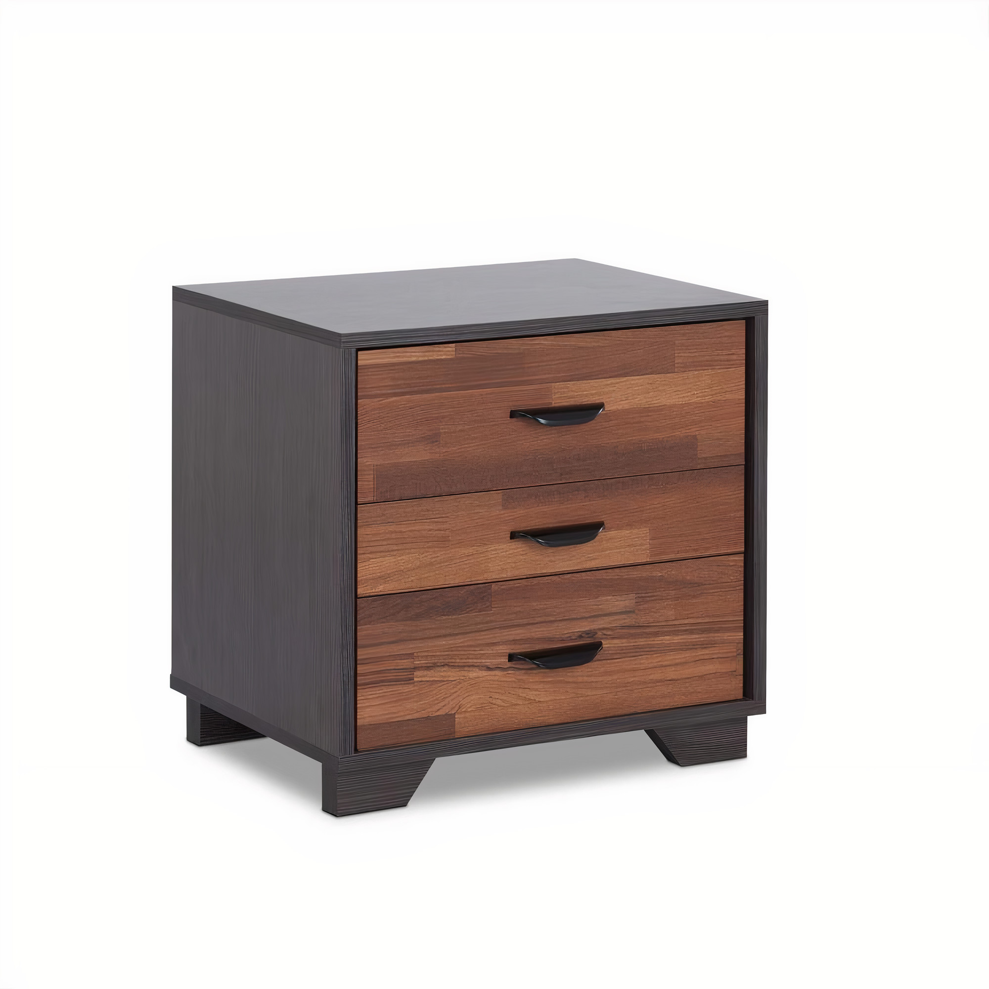 19.69" X 15.75" X 18.9" Walnut And Espresso Particle Board Nightstand