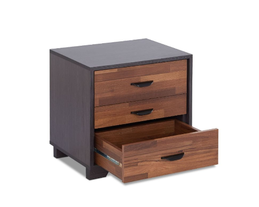 19.69" X 15.75" X 18.9" Walnut And Espresso Particle Board Nightstand