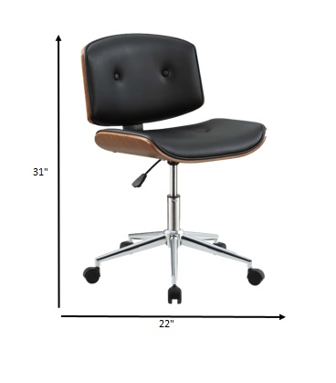 20" X 22" X 31" Black And Walnut Office Chair