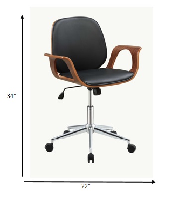 26" X 22" X 34" Black And Walnut Office Chair