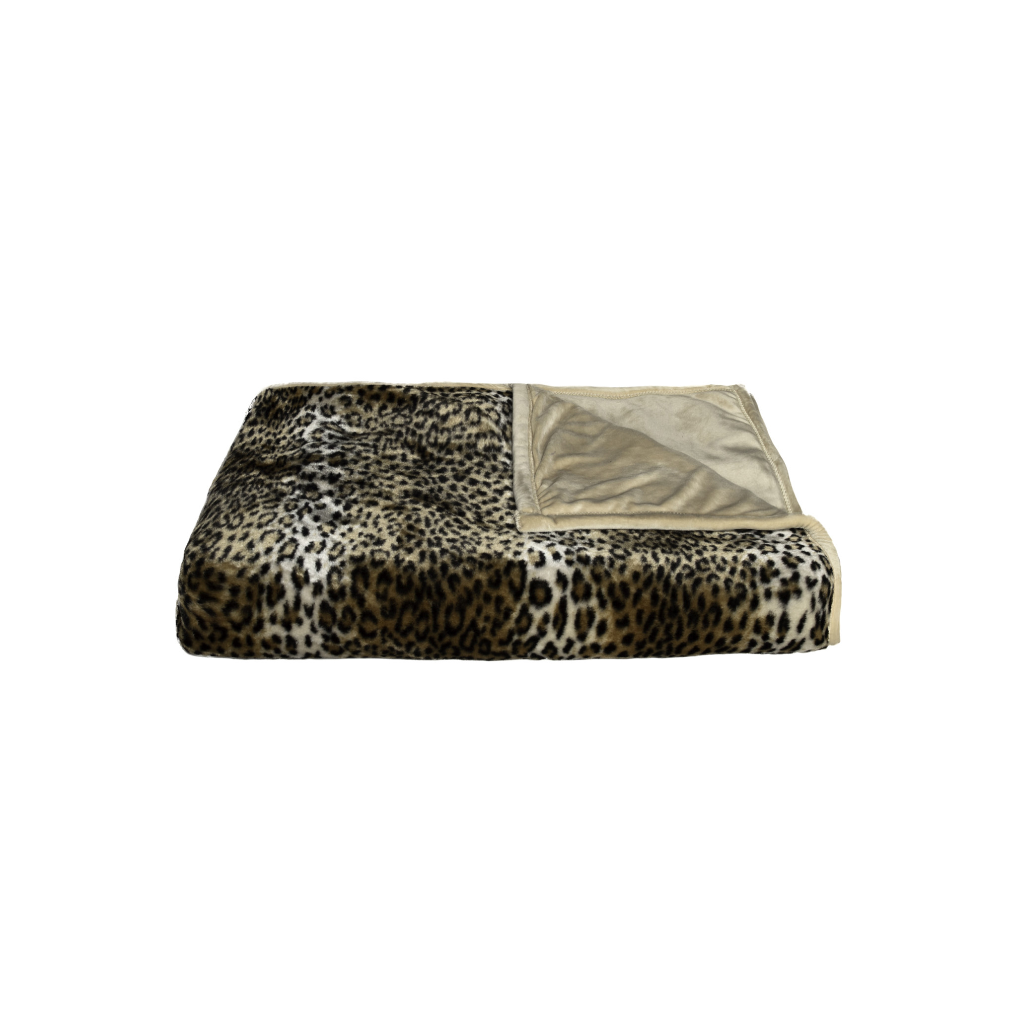 Brown Faux Fur Animal Print Plush Throw-293156-1