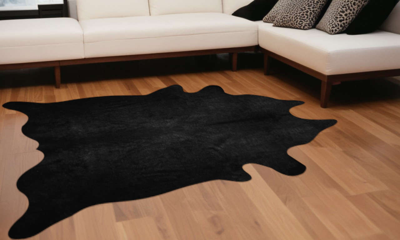 72" X 84" Black Cowhide - Rug-293167-1