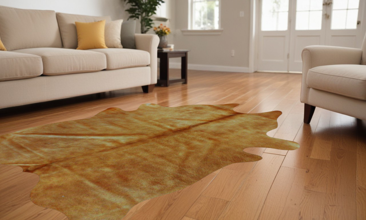 6' X 7' Golden Honey Exotic Cowhide Area Rug-293170-1