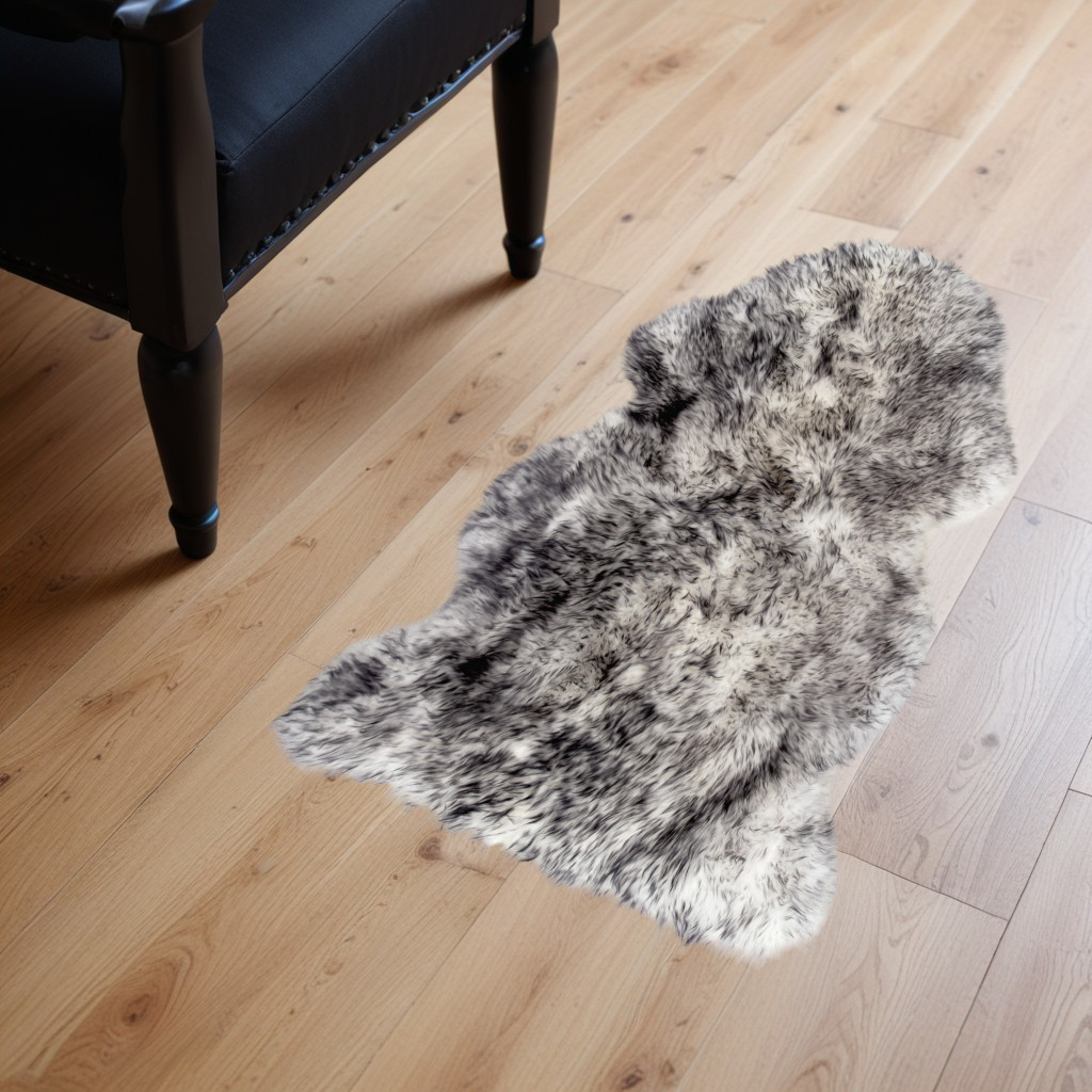 2' X 3' Gray Genuine Sheepskin Animal Print Shag Area Rug-293186-1