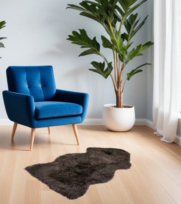 24" X 36" Chocolate Single Sheepskin Area Rug-294266-1