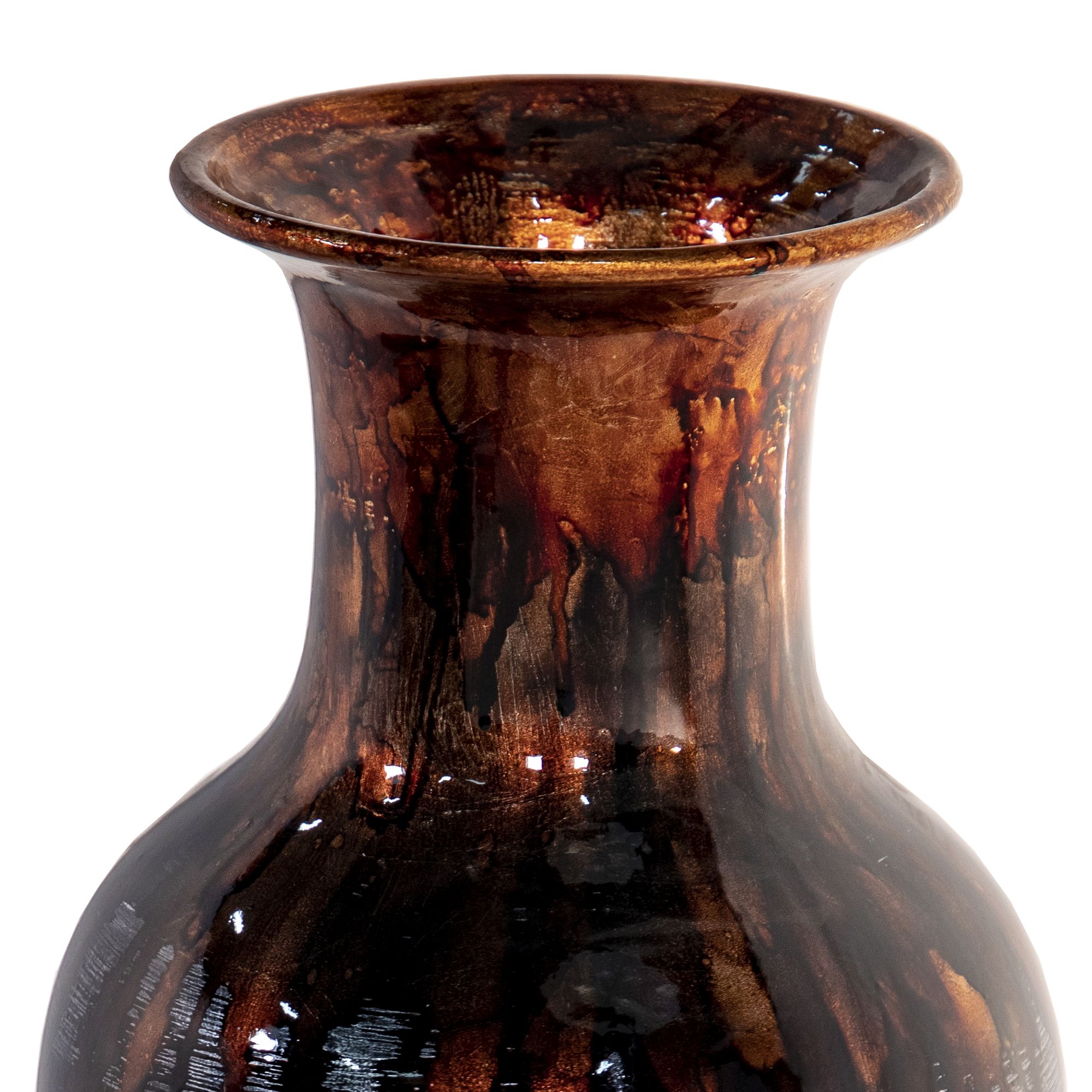 Lila Copper And Pewter Foil and Lacquer Ceramic Vase