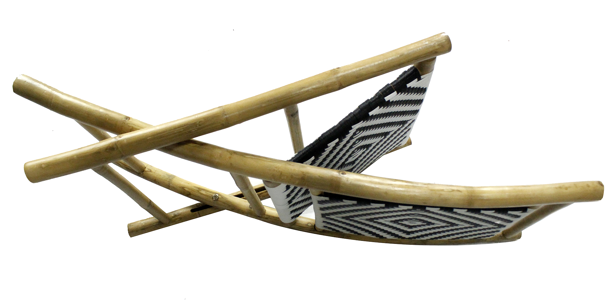 20" X 15" X 36" Natural Bamboo Black and White Poly-Rattan Bamboo Set of Chairs and a Table