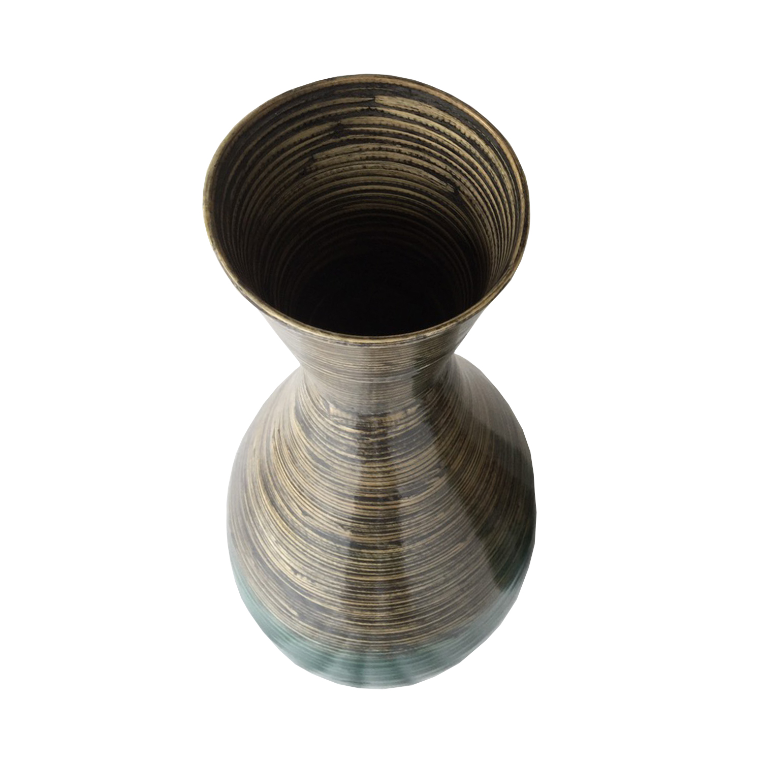 28" High Distressed Aqua Spun Bamboo Artisan Floor Vase