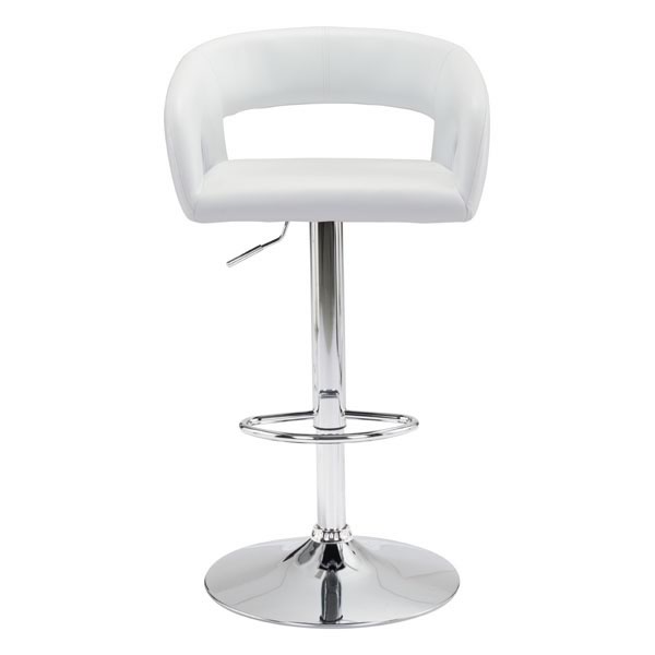 20.5" X 19.3" X 41" White Leatherette Chromed Steel Bar Chair