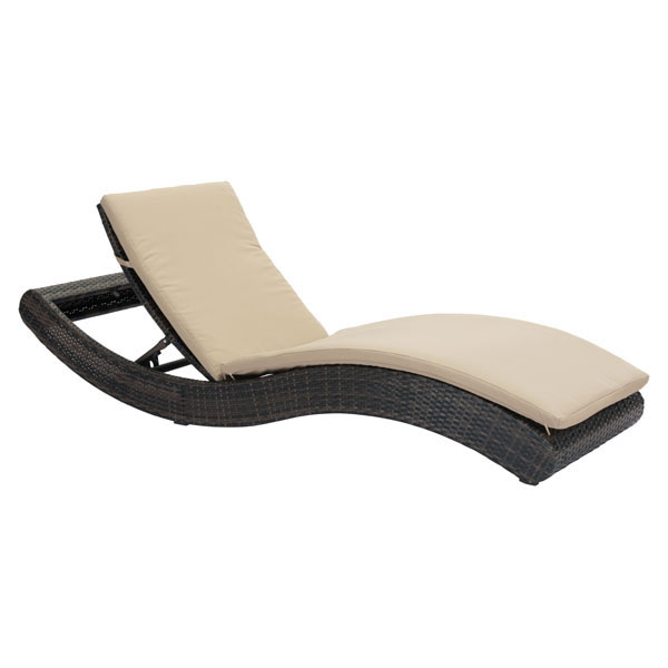 27.5" X 78.5" X 14" Brown And Beige Synthetic Weave Beach Chaise Lounge