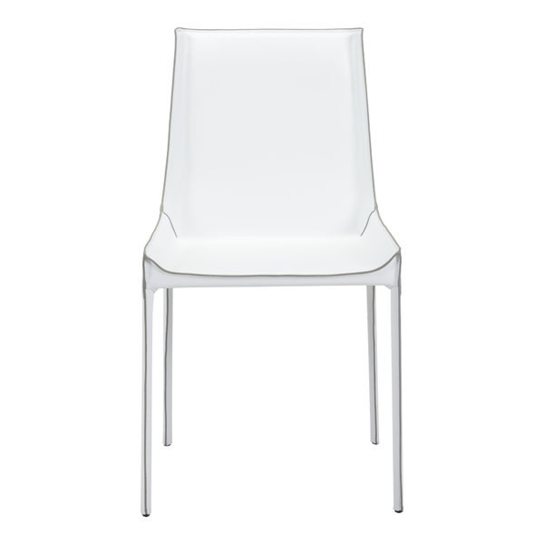 18.9" X 23.2" X 35.4" 2 Pcs White Recycled Leather Dining Chair