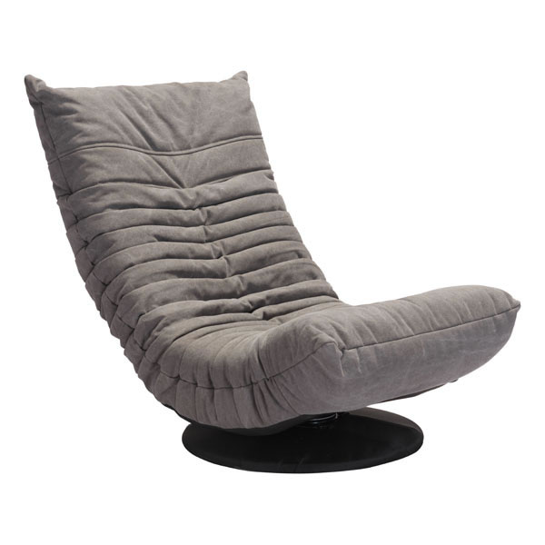 28" X 27.6" 28.5" Gray Down Low Swivel Chair