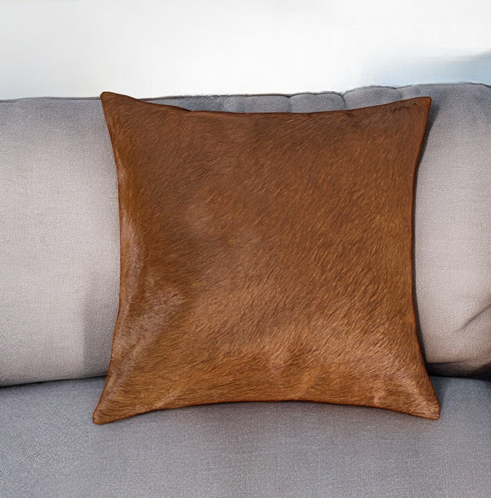 18" Brown Cowhide Throw Pillow-316648-1