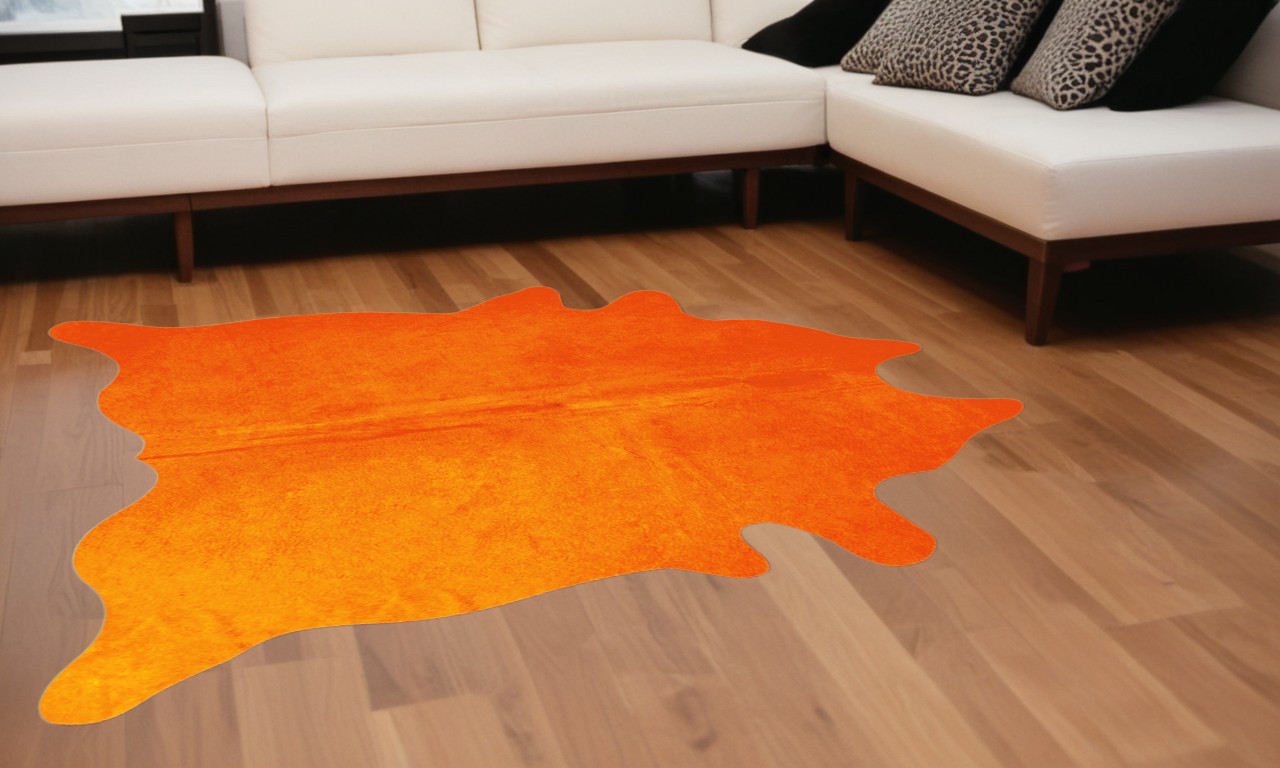 72" X 84" Orange Cowhide - Rug-316710-1