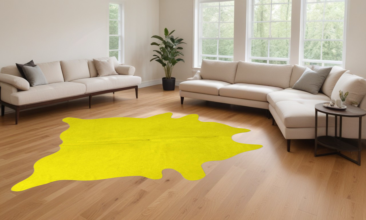 72" X 84" Yellow Cowhide - Rug-316711-1